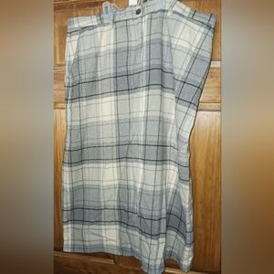 L.L. Bean Women's Gray Black Plaid Flannel Long Skirt Plus Size 18W Classic Fit